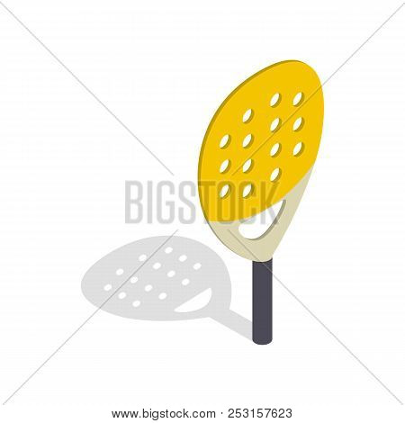 Paddle Match Racket In Isometric 3d Style Isolated On White Background