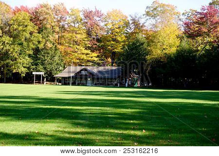 Bay View, Michigan / United States - October 17, 2017: The Ernie Gray Clubhouses Houses The Boys And