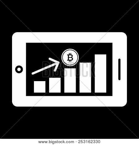 Bitcoin Financial Growth Graph. Financial Growth On Bitcoin. Vector Bitcoin Growth Graph On White Ba