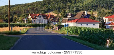 Oberrohrbach, Austria - July 7, 2018. Panoramic View Of The Village Oberrohrbach. Lower Austria Euro