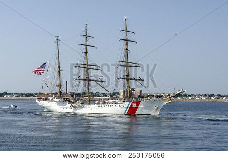 New Bedford, Massachusetts, Usa - August 10, 2018: U. S. Coast Guard Training Cutter Eagle Crossing 