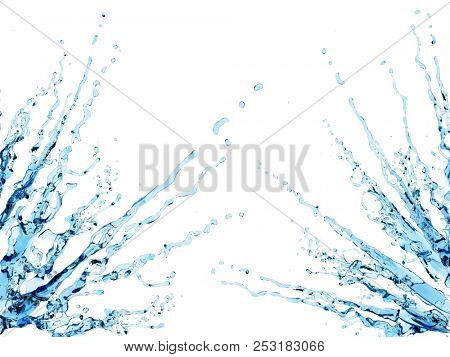 Clean water side spalsh background. Advertising design element. 3D rendering. 