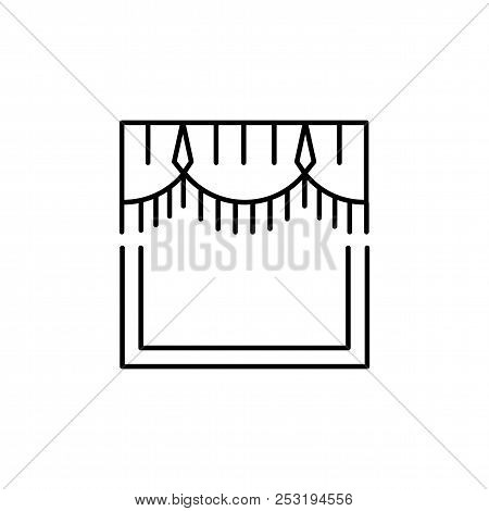 Fabric Pelmet. Vector Illustration. Line Icon Of Scalloped Valance. Element Of Home & Office Top Win