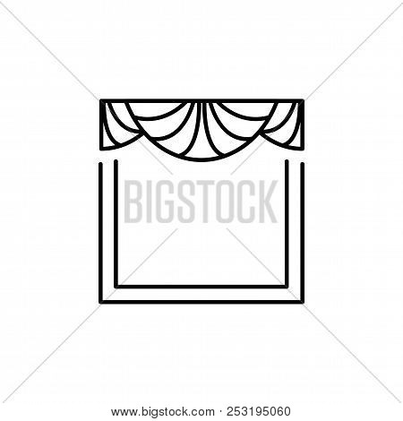 Fabric Valance With Drapery. Vector Illustration. Line Icon Of Pelmet With 3 Fans. Element Of Home &