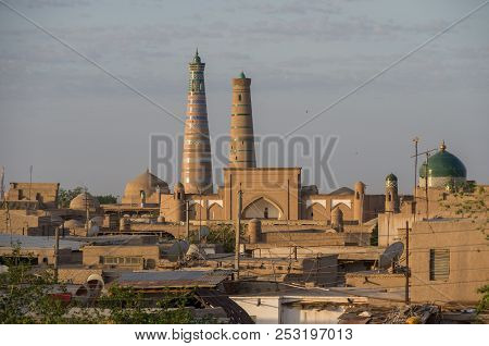 Panoramic View Of Roofs And Minarets Of Khiva Old Town In Morning Light - Khiva, Uzbekistan
