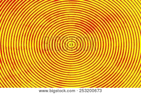 Yellow Geometric Background Design. Linear Circles Abstract Print Design. Vector Gold Circles Patter