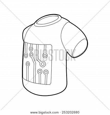 Electronic T-shirt Icon In Outline Style Isolated On White Background. Technology And Test Symbol