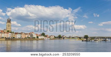 Panorama Of The Ijssel River Near Historic City Deventer, Netherlands