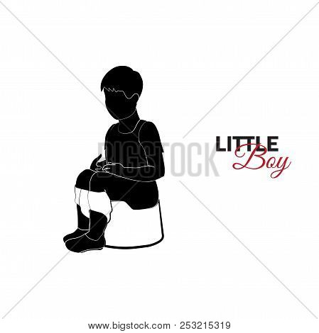 Little Child, Baby. A Little Boy Is Sitting On A Pot
