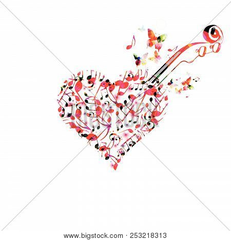 Music Colorful Background With Music Notes And Violoncelo Pegbox And Scroll Vector Illustration Desi