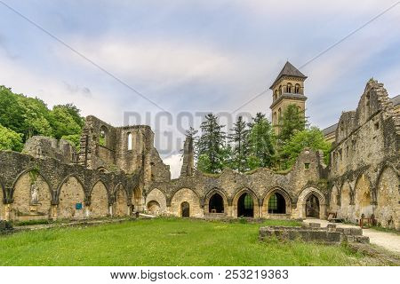 Orval,belgium - May 22,2018 - View At The Ruins Of Villers Devant Orval Monastery. The First Monks T