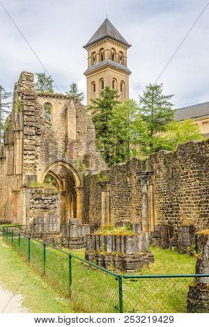 Orval,belgium - May 22,2018 - View At The Ruins Of Villers Devant Orval Monastery. The First Monks T