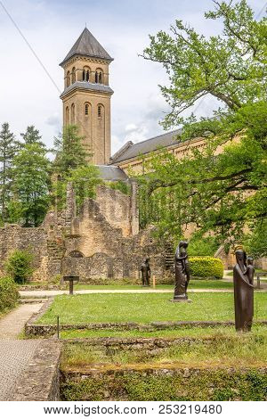 Orval,belgium - May 22,2018 - In The Garden Of Abbey Villers Devant Orval. The First Monks To Settle