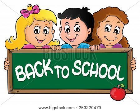 Children Holding Schoolboard Theme 2 - Eps10 Vector Picture Illustration.