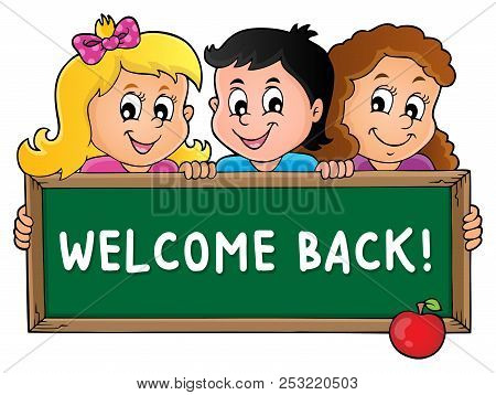 Children Holding Schoolboard Theme 3 - Eps10 Vector Picture Illustration.
