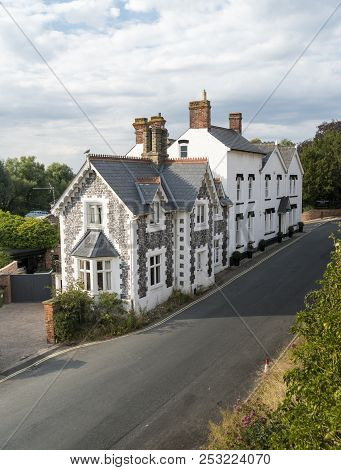 Beccles, Suffolk, Uk, July 2018 - View From Above Of Historic Houses In Puddingmoor, Beccles, Suffol