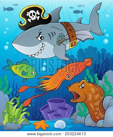 Pirate Shark Topic Image 7 - Eps10 Vector Picture Illustration.