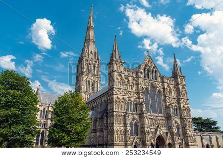The Salisbury Cathedral With The Tallest Spire In England