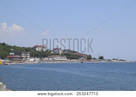 Novorossiysk, Russia - August 06, 2018: Shirokaya Balka Sea Beach Near The City Of Novorossiysk. Inf