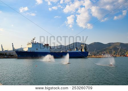 Novorossiysk, Russia - August 06, 2018: A Ship In The Port Of Novorossiysk. Novorossiysk Port.