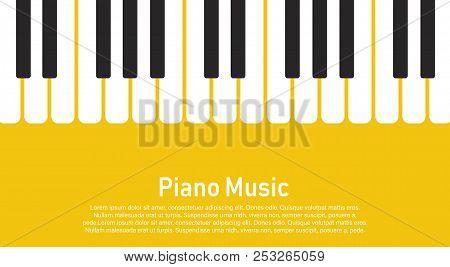 Grunge Black And White Piano Keyboard. Piano On A Yellow Background.  Stock Vector Illustration For 