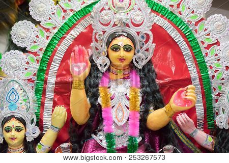 Colorful Chhau (or Chhou) Mask , Handicrafts On Display For Sale - At Charida, Purulia - Bangla (for
