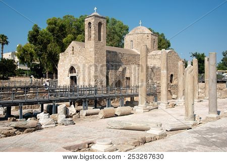 Holy Ancient Orthodox Christian Church Of Ayia Kyriaki Chrysopolitissa At Paphos Town In Cyprus.