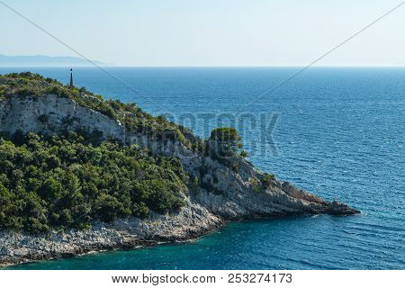 Remote Cap With Pine Trees And Signalling Device In Adriatic Sea