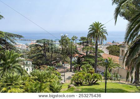 Sanremo, Italy - July 09, 2018 - Panoramatic View To Sanremo City, Mediterranean Coast, Italien Rivi