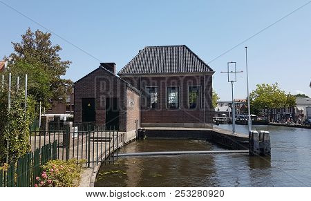 Water Pumping Station At River Vliet In Leidschendam, The Netherlands