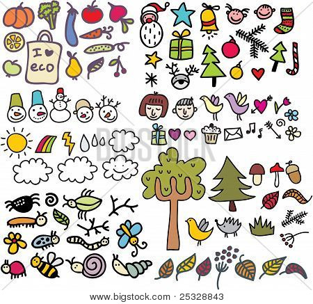 Blanding af doodle billeder i vektor. Vol. 1