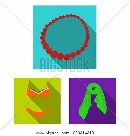 Women Clothing Flat Icons In Set Collection For Design.clothing Varieties And Accessories Vector Sym