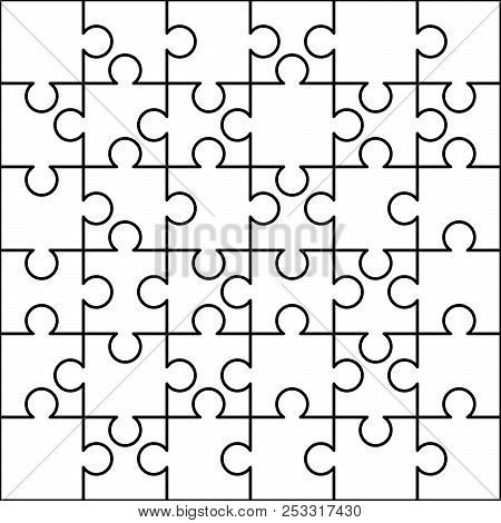 36 White Puzzles Vector Photo Free Trial Stock 36 White Puzzles Pieces Arranged In A Square Jigsaw Puzzle Template Ready For Print