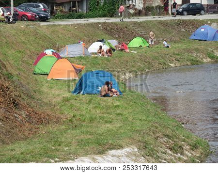 Guca, Serbia, August 11, 2018. 57th Trumpet Festival In Guca. Worldwide Known Music Festival In Serb