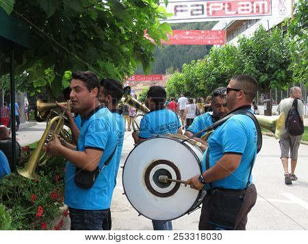 Guca, Serbia, August 11, 2018. 57th Trumpet Festival In Guca. Worldwide Known Music Festival In Serb
