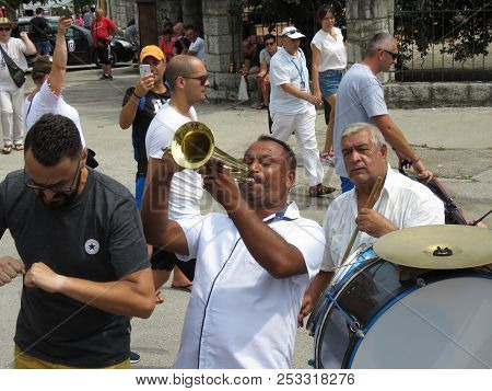 Guca, Serbia, August 11, 2018. 57th Trumpet Festival In Guca. Worldwide Known Music Festival In Serb