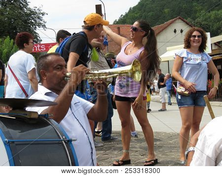 Guca, Serbia, August 11, 2018. 57th Trumpet Festival In Guca. Worldwide Known Music Festival In Serb