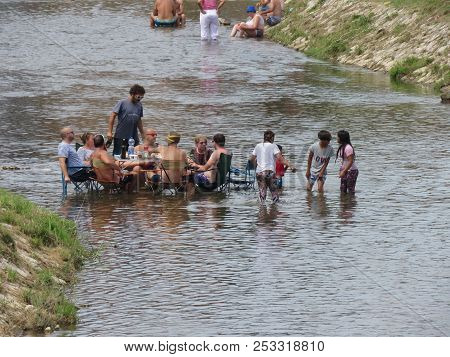 Guca, Serbia, August 11, 2018. 57th Trumpet Festival In Guca. Worldwide Known Music Festival In Serb