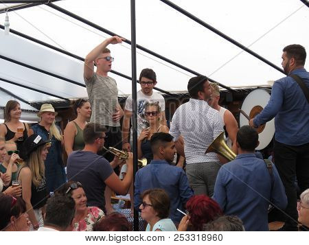 Guca, Serbia, August 11, 2018. 57th Trumpet Festival In Guca. Worldwide Known Music Festival In Serb