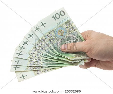 Polir l'argent dans la main. Clipping path inclus.