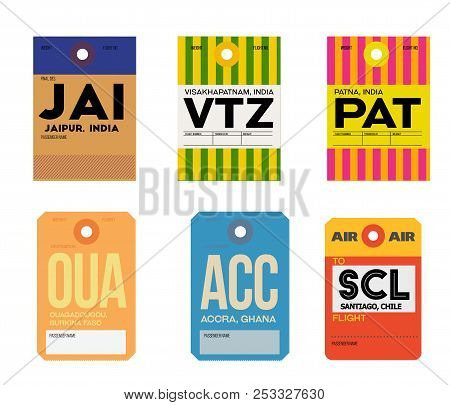 Ouagadougou Accra Santiago Jaipur Visakhapatnam Patna Baggage Tag , Vintage Design