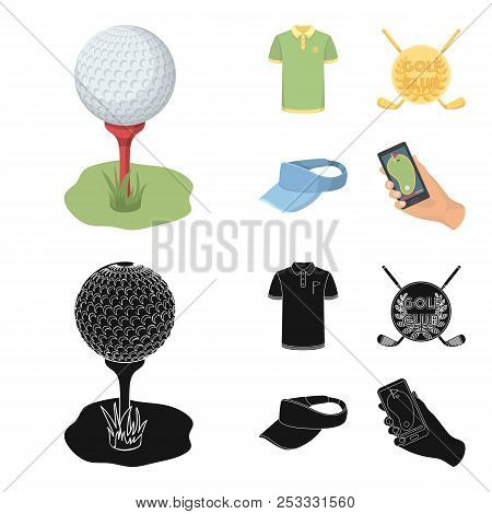 Emblem Of The Golf Club, Cap With A Visor, Golfer Shirt, Phone With A Navigator.golf Club Set Collec