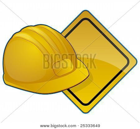 Bouw pictogrammen met verkeersbord en veiligheidshelm