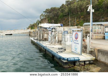 Morgat, France 29 May 2018 Gas Station For Ships And Boats On The Port.