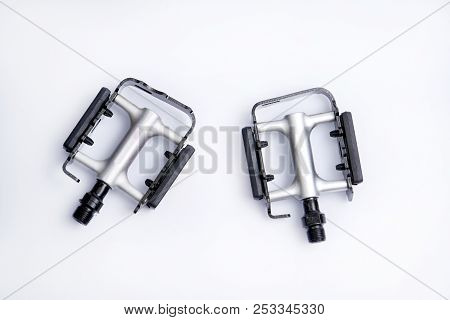 Bicycle Pedals With Reflector Isolated On White Background.