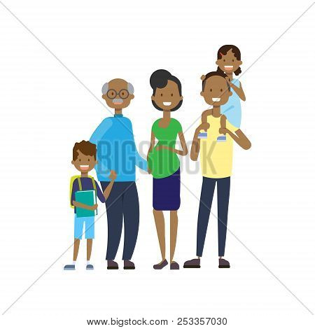 African Grandparents Parents Children Grandchildren , Multi Generation Family, Full Length Avatar On