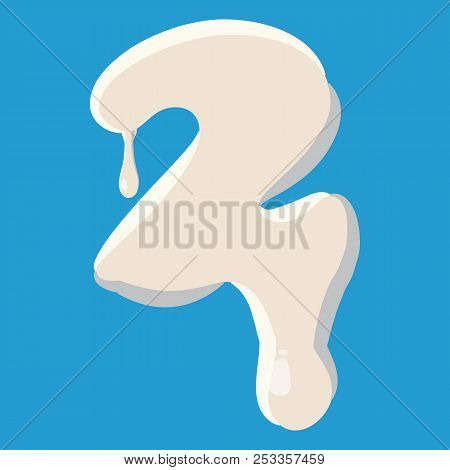 Number Two 2 Isolated On Baby Blue Background. Milky Two 2 Number Illustration