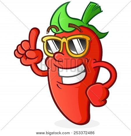 Hot Pepper Cartoon Character With Attitude Wearing Sunglasses