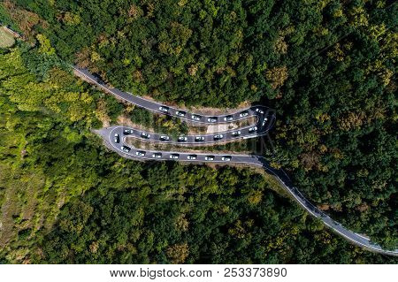 Winding Road Serpentine From A High Mountain Pass In The Mosel Village Brodenbach Germany Aerial Vie