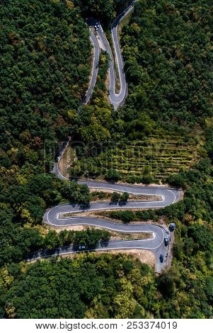 Winding Road Serpentine From A High Mountain Pass In The Mosel Village Brodenbach Germany Aerial Vie